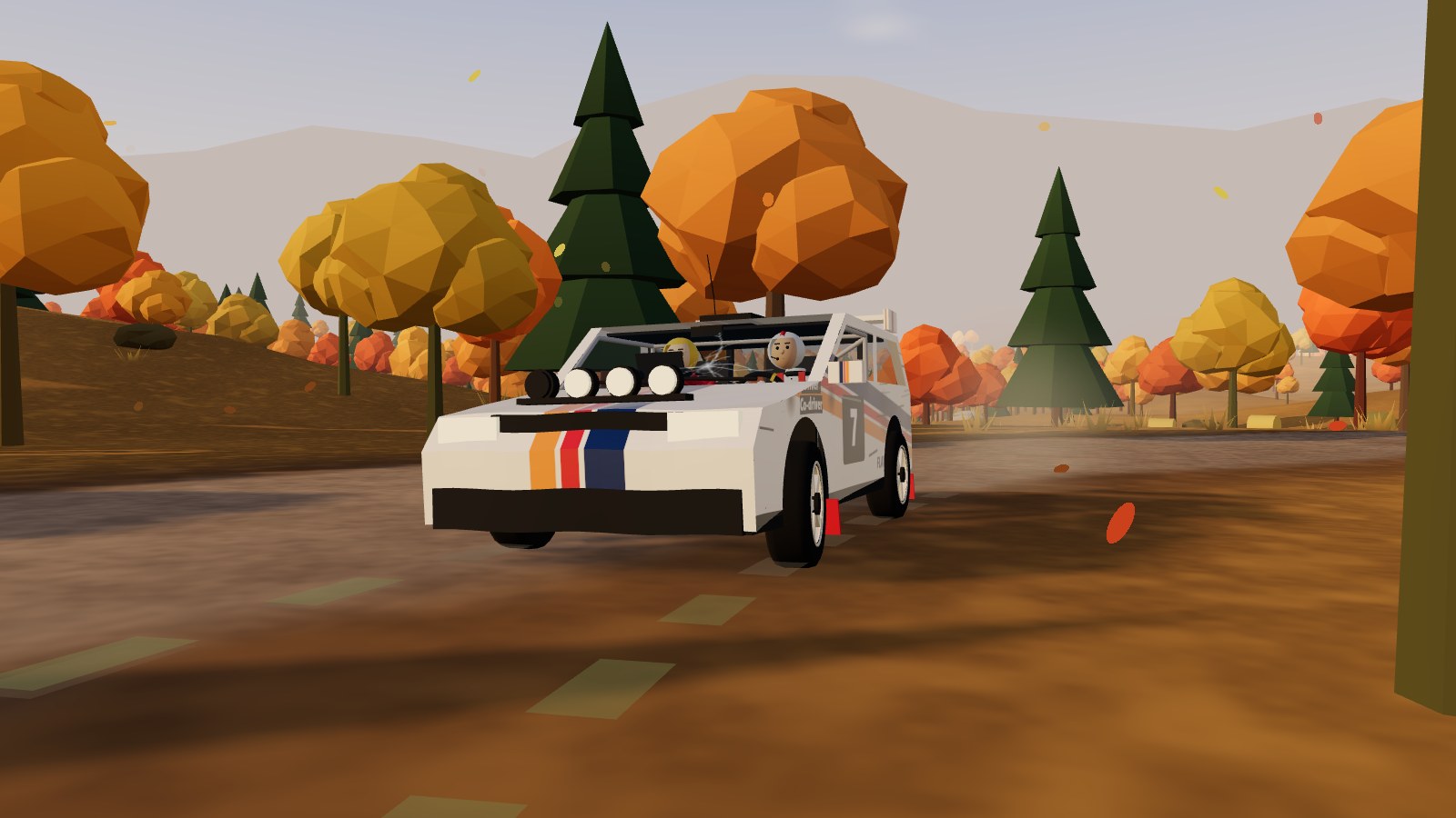 Rally car in an autumn forest