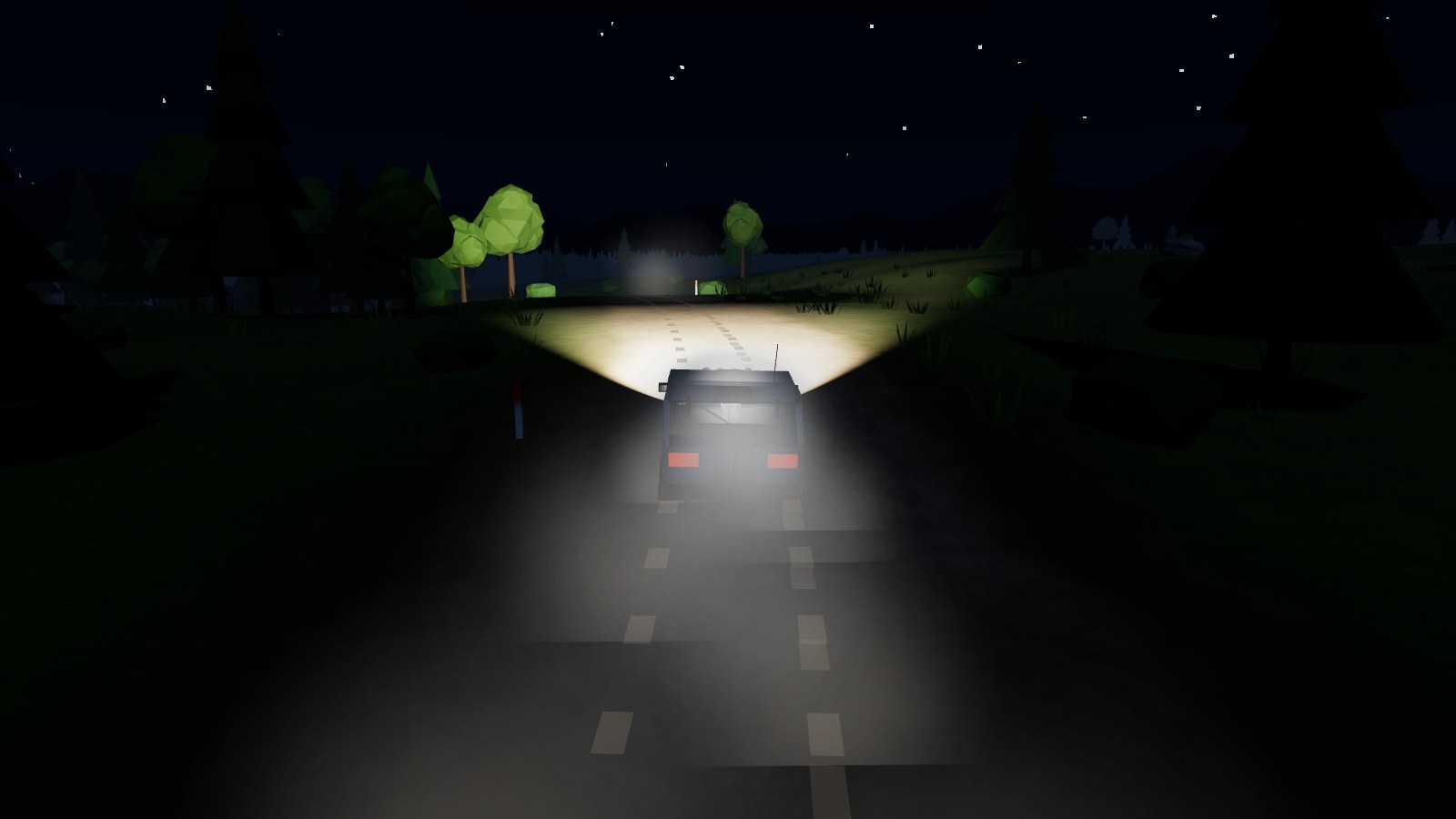 Night stage with headlights